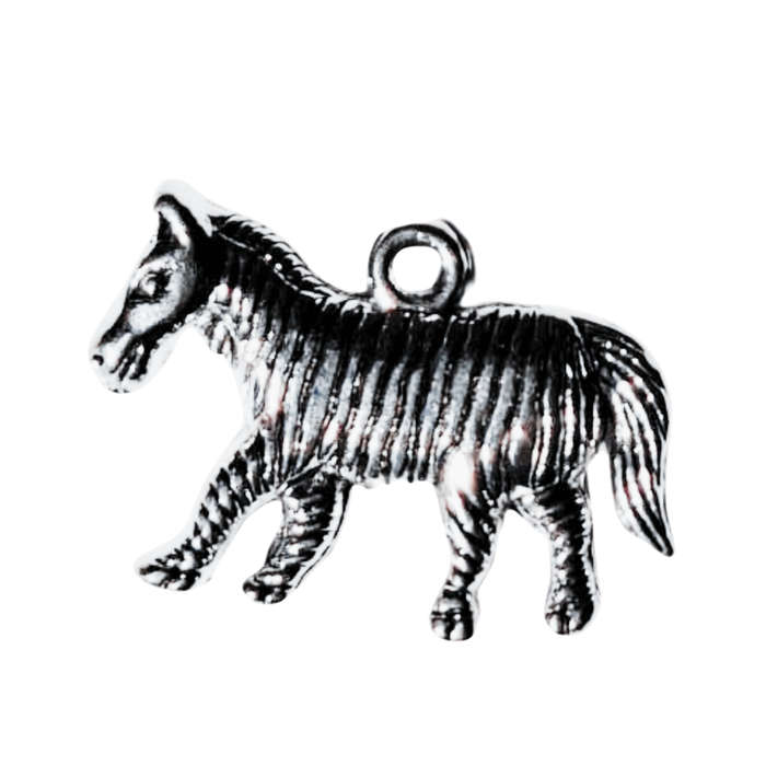 Full body Zebra charm, Base metal, 15 x 24mm