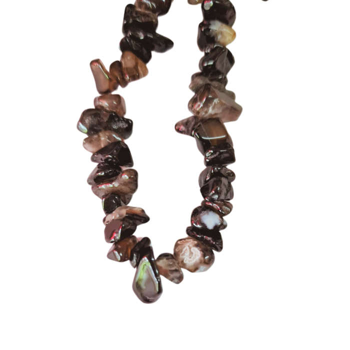 Black agate chip bead string, 80cm