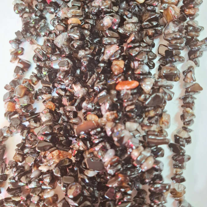 Black agate chip bead string, 80cm