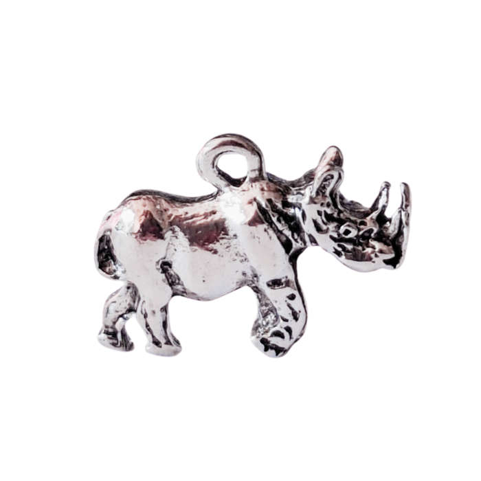 Full body Rhino charm, Base metal, 14 x 18mm
