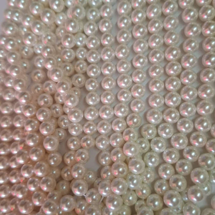 Cream Shell pearl bead string, 6-6.5mm, 40cm