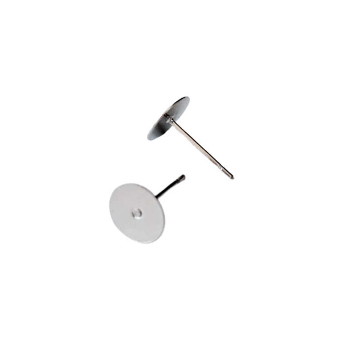 10x Pairs Stainless steel Earring Stud, Flat front 8mm