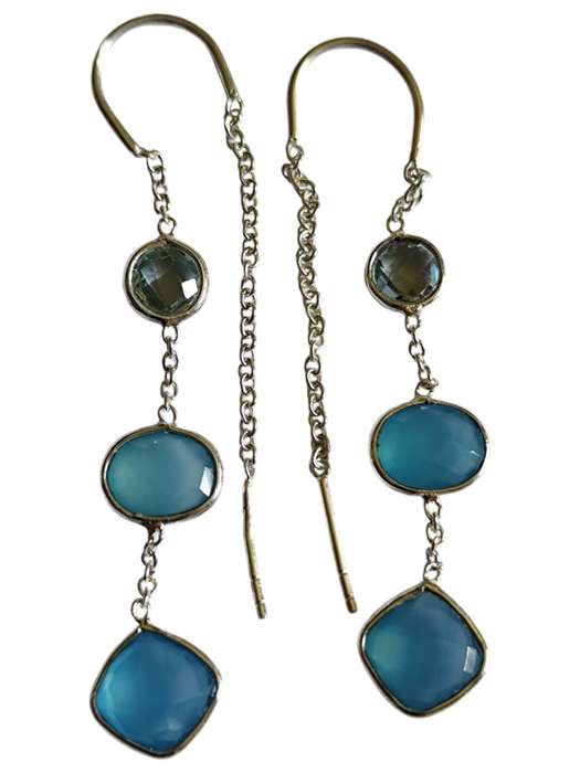 Assorted gemstone dangle earrings, 925 silver