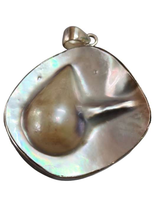 Blister pearl pendant, 925 silver frame, irregular shaped, 4.5 x 3.5cm
