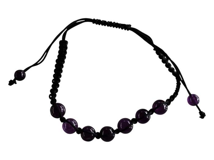 Woven bracelet, Amethyst 8mm, adjustable