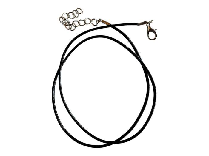 Black woven faux leather string w clasp, 1.5mm, 45cm