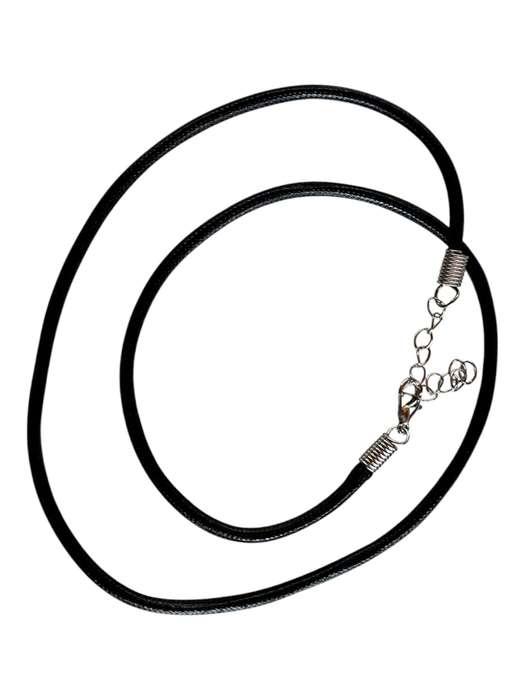 Black woven faux leather string w clasp, 3.2mm, 51cm