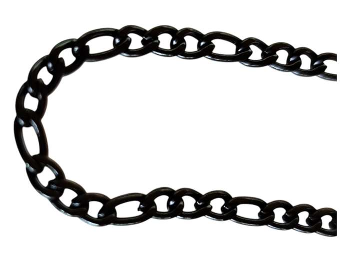 Black Stainless steel Figaro chain w clasp, 4mm, 60cm,