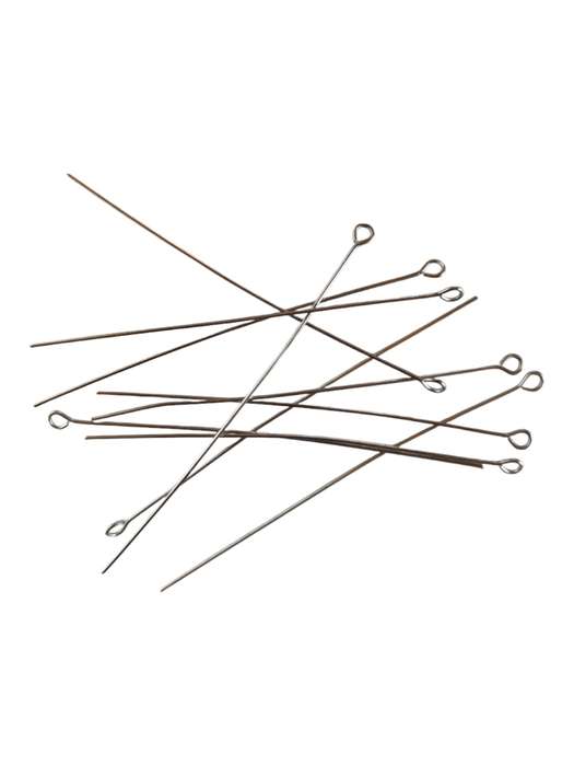 20x Silver coloured eye pins, 0.6 x70mm, Stainless steel