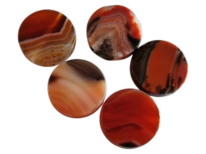 Carnelian flat bead, 1.4cm diameter