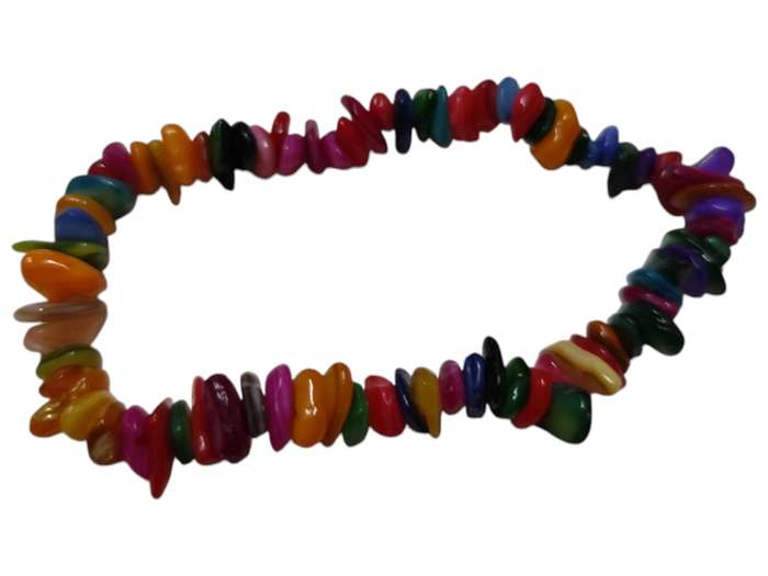 colourful shell chip bracelet, stretchcord