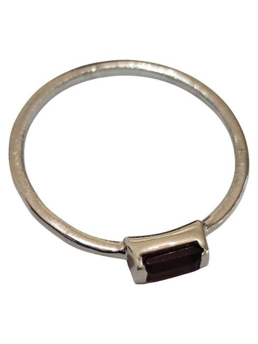 Garnet ring in 925 silver, emerald cut, size 8