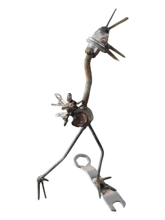 Running Smoky quartz Ostrich, tool sculpture, 14 x 13.5 x 30cm, 0.344kgs