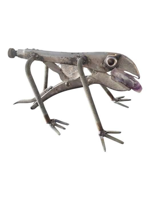 Chameleon with an amethyst tongue, tool sculpture,  24.5 x 20.5 x 12.5cm, 0.787kgs