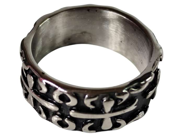 Stainless steel Cross band rings, assorted sizes 19-22