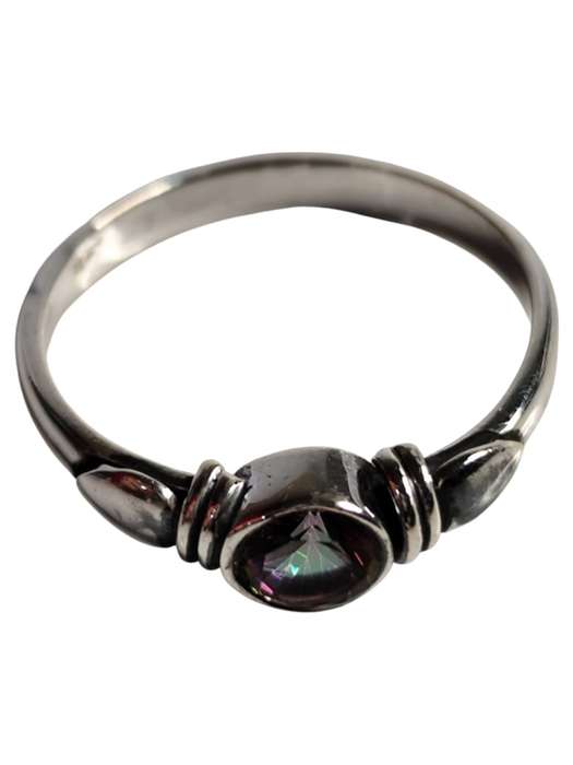 Mystic Topaz ring in 925 silver, Round cut, size 8