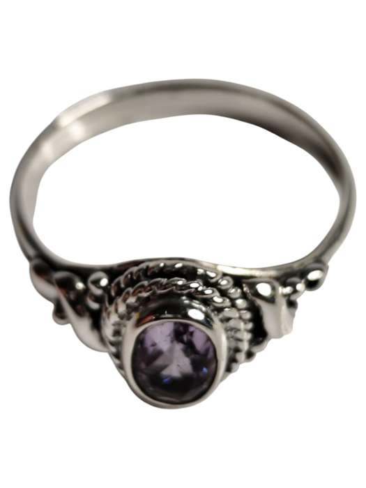 Amethyst ring in 925 silver, Oval cut, size 9