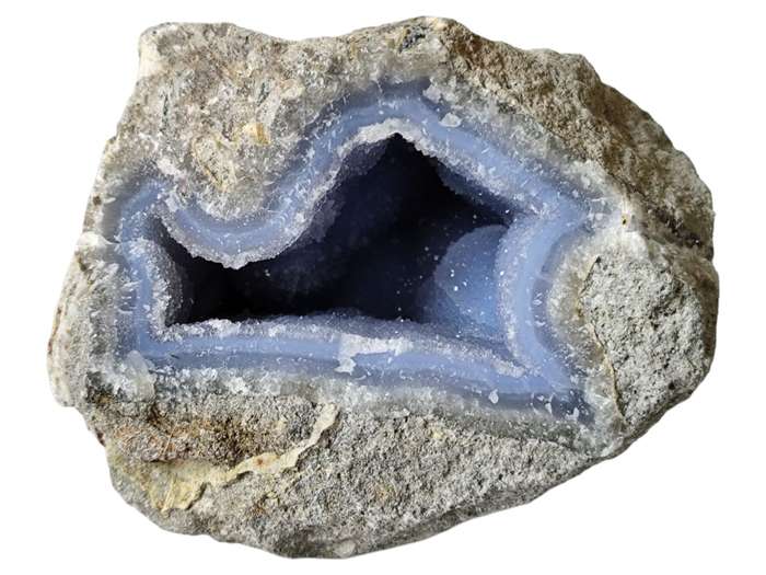 Blue agate Geode, Malawi, 11.3 x 9.7 x 12cm, 1.45kg
