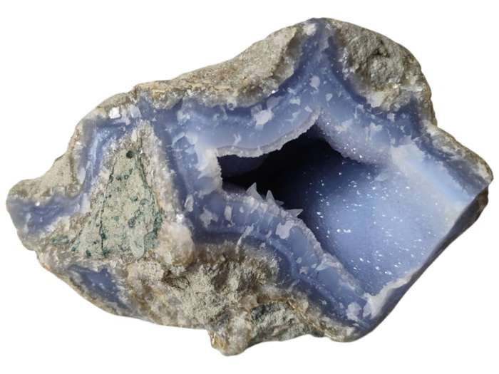 Blue agate Geode, Cabochon Quality, Malawi, 14 x 10.4 x 10.5cm, 1.53kg