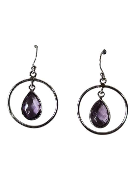 Amethyst Pear facet cut dangle earrings, 925 Silver, 3.8cm