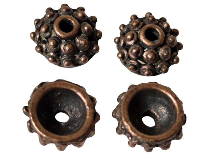 Antique copper metal bead cap, Pack of 4, Size:10mm