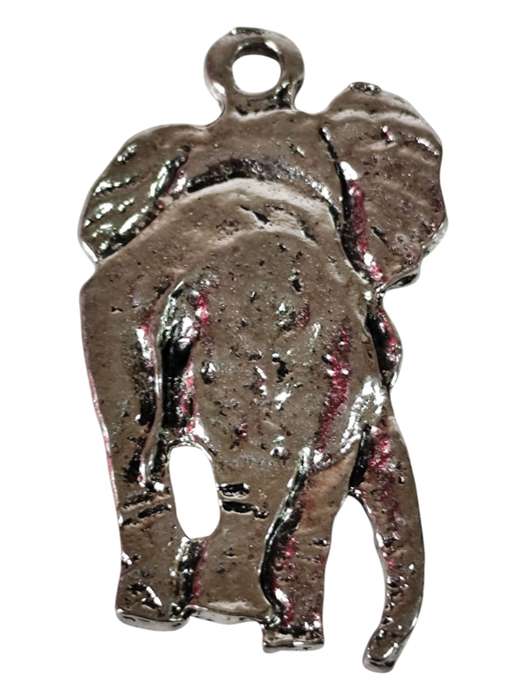 Large Elephant front and back charm, Base metal, 46 x 27mm