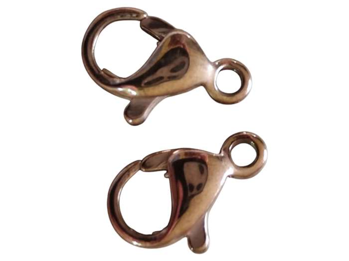 2 x Stainless steel lobster clasp 9mm, Rose Gold