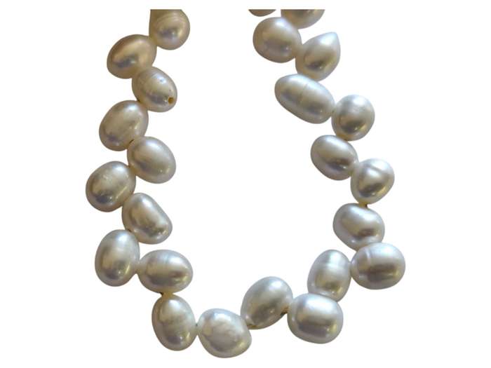 Freshwater pearl string, slightly ringed, Potato shaped, Cream, 37cm length of strand, 5-7mm thic...