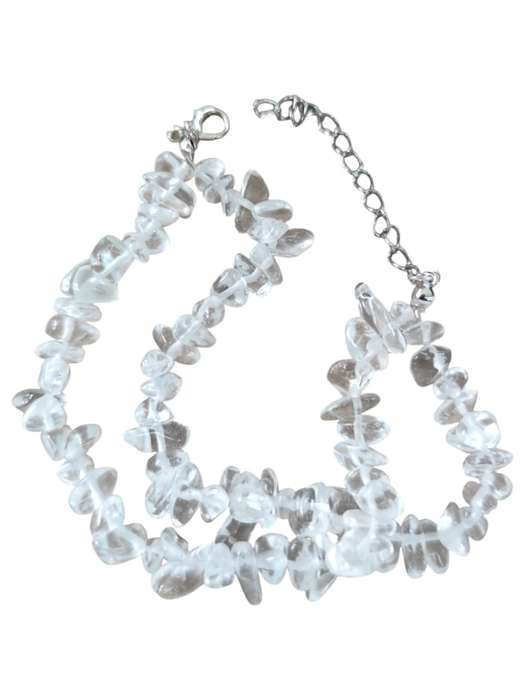 Double chip bracelet w clasp, Clear Quartz