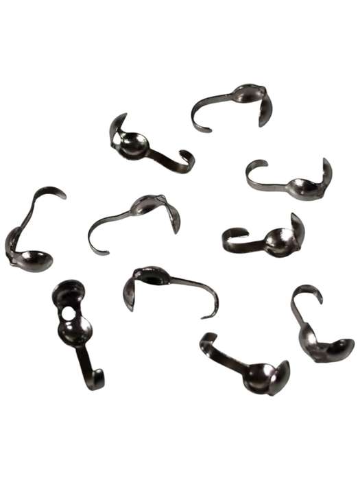 5 Pairs Clamshell bead end, Stainless steel, clams from bottom up