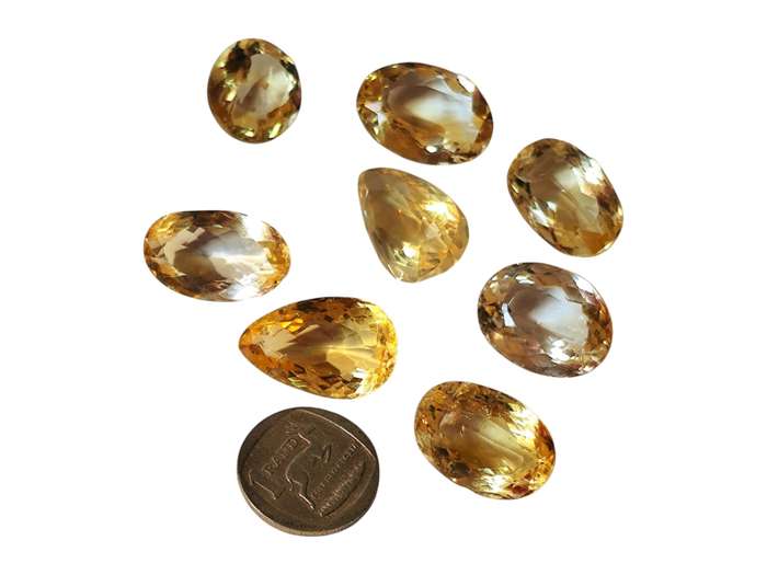 Assorted Citrine cut stones, Oval or pear Cut, 14.2-21ct,