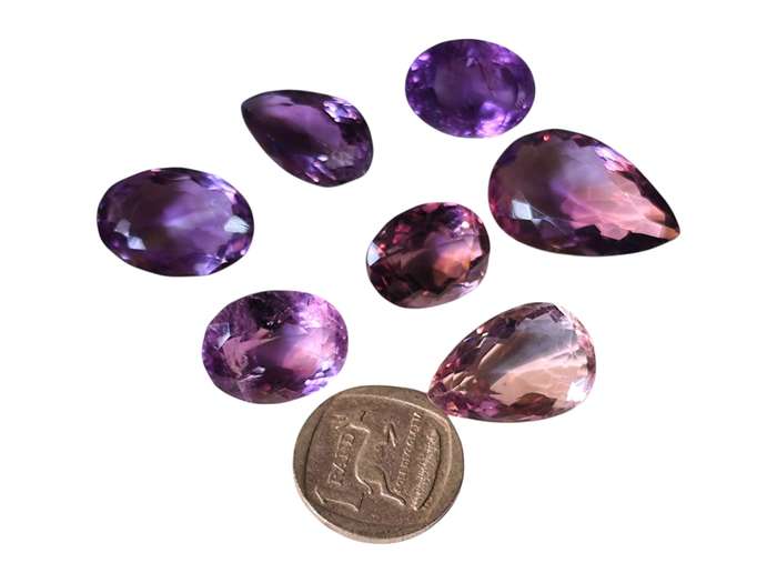 Assorted Amethyst cut stone, Oval or Pear Cut, 9.95-18.20ct