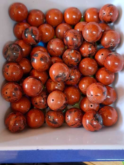 Red Jasper loose bead, 16mm diameter, 0.8mm hole