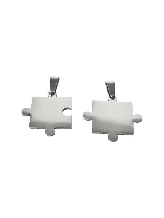 Couple's Puzzle piece Pendant, Stainless-steel, 22 x 29mm