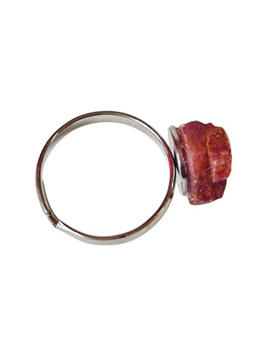 Rough Ruby adjustable ring, Stainless steel base