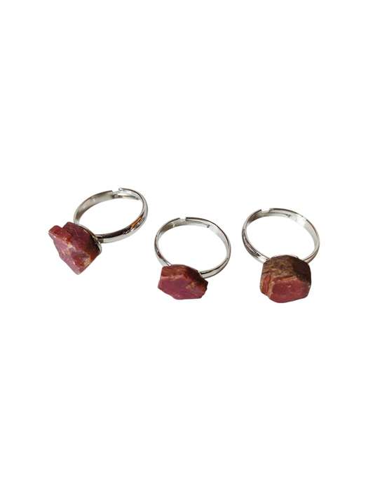Rough Ruby adjustable ring, Stainless steel base