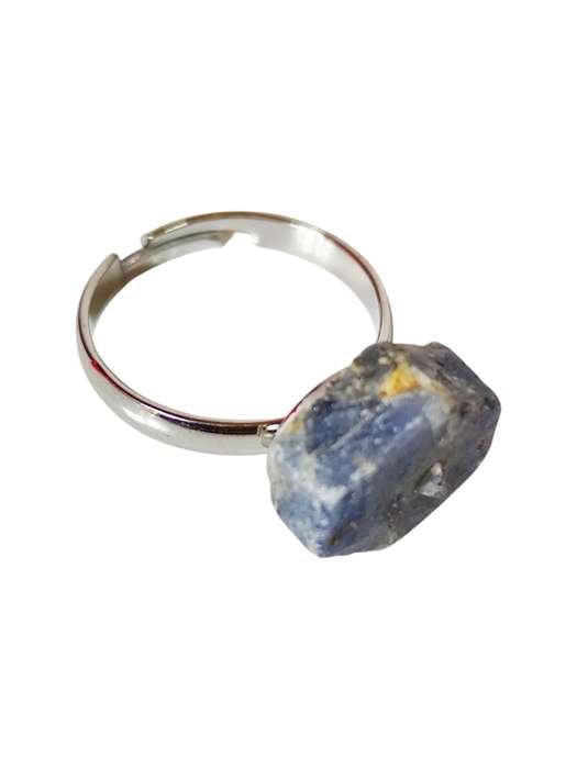 Rough sapphire adjustable ring, Stainless steel base