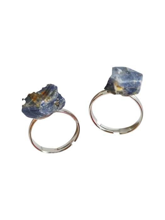 Rough sapphire adjustable ring, Stainless steel base
