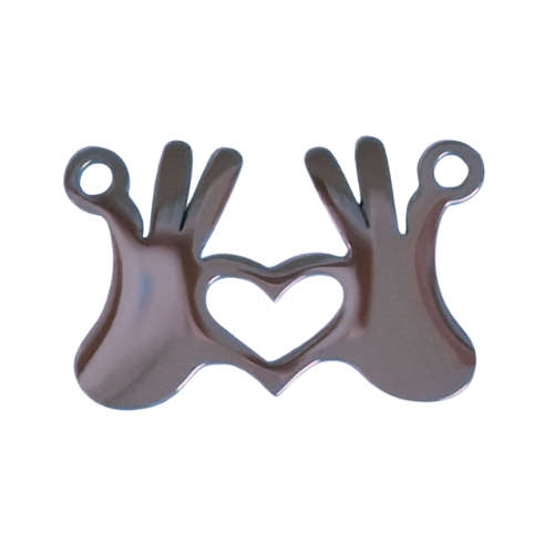Loving hands charm, Stainless-steel, 25 x 15mm