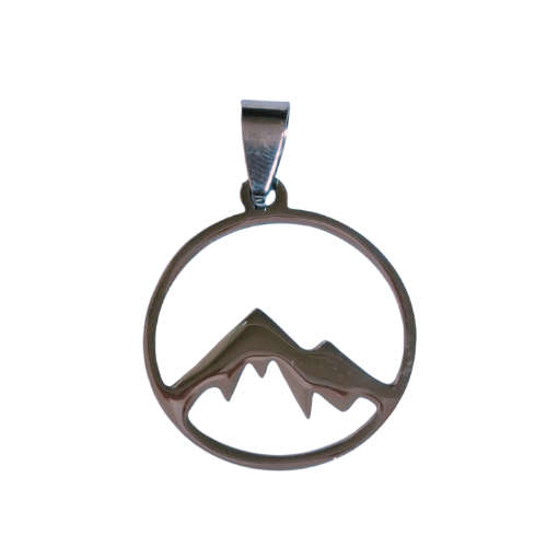 Mountain tops within a circle Pendant, Stainless steel, 25 x 34mm