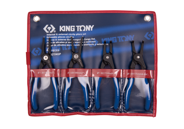 KING TONY PLIERS CIRCLIP SET 4PC 180mm | 42154GP