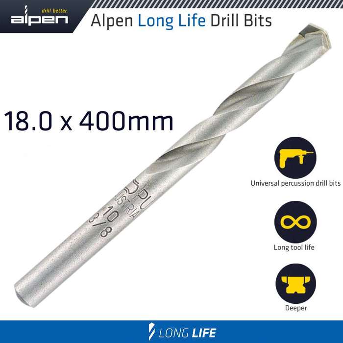 ALPEN - MASONRY DRILL BIT LONG LIFE 18 X 400MMALP51718