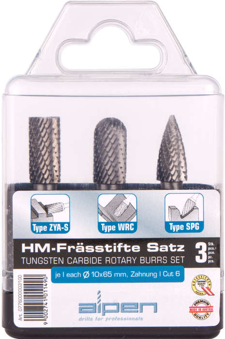 ALPEN - TUNGSTEN BURR SET 3PIECEALP776003