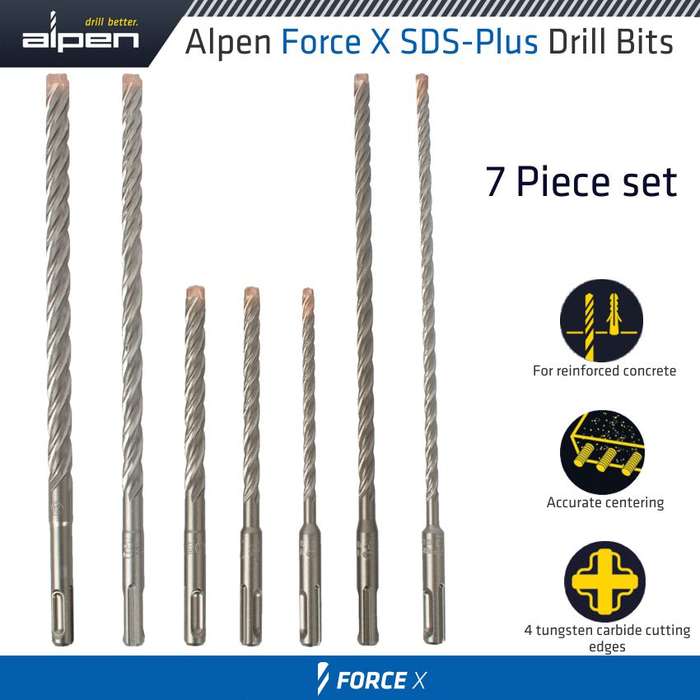 ALPEN - FORCE X SDS-PLUS MIX BOX 7 PCS. 6.0/ 8.0/ 10.0 MM X 160 AND 6.0/ 8.0/ALP815000071