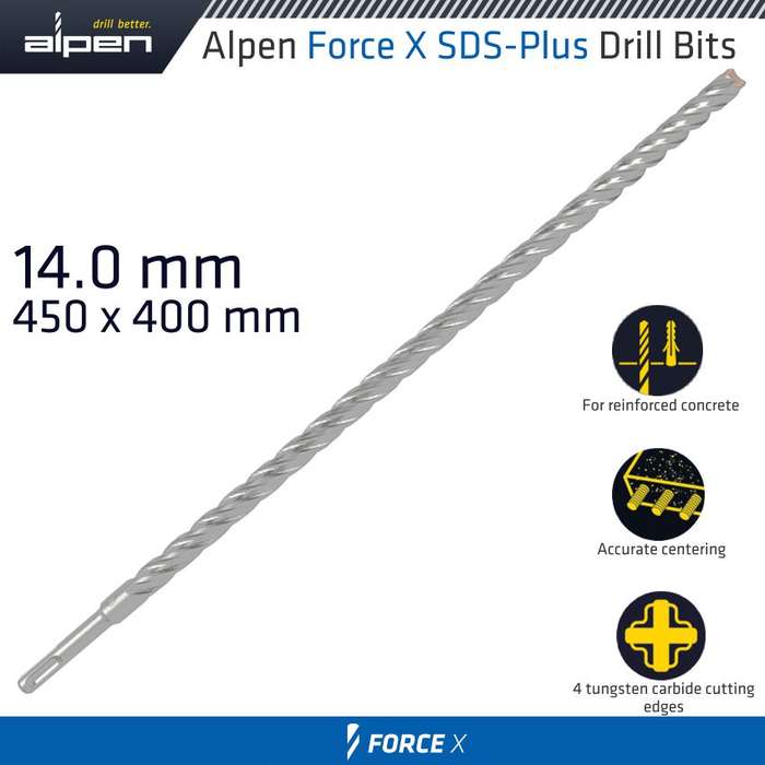 ALPEN - FORCE X 14.0 X 450/400 SDS-PLUS DRILL BIT X4 CUTTING EDGESALP875014
