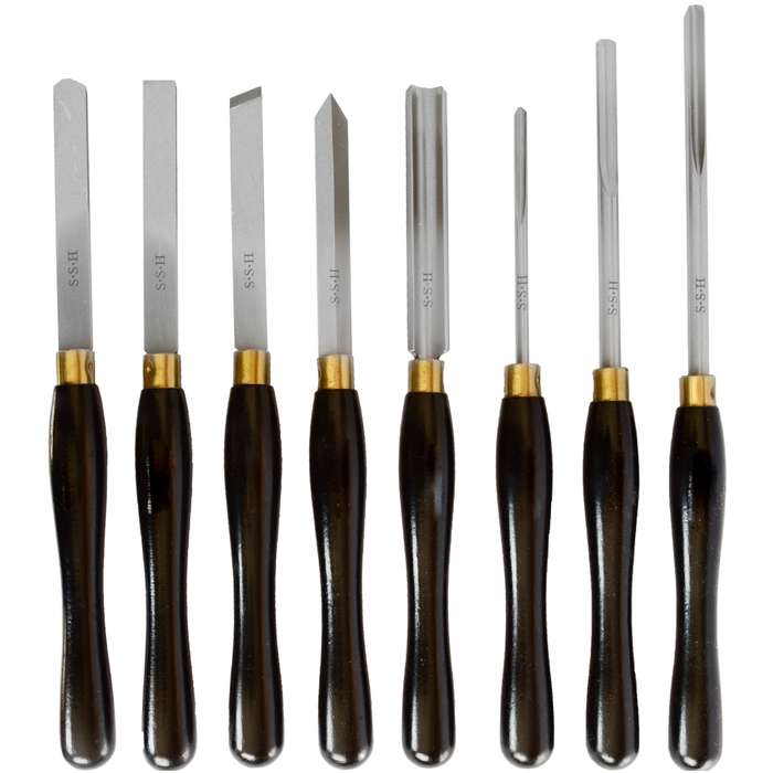TORK CRAFT - CHISEL SET WOOD TURNING HSS 8 PIECE WOODEN CASE  CH10003