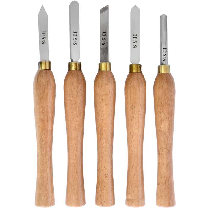 TORK CRAFT - CHISEL SET WOOD TURNING 270MM HSS 5 PIECE WOOD CASE  CH10006