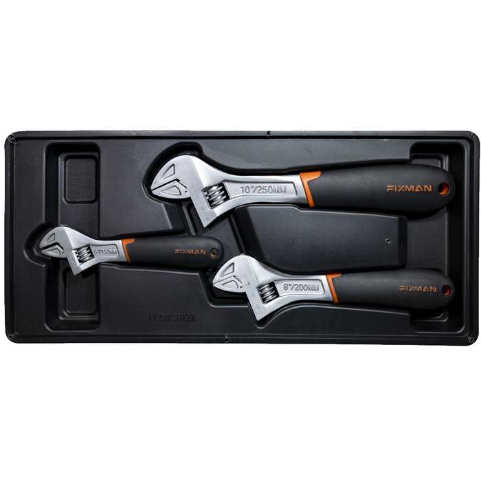 FIXMAN TRAY 3 PIECE ADJUSTABLE WRENCH 6" 8" 10" FIX F1BT23