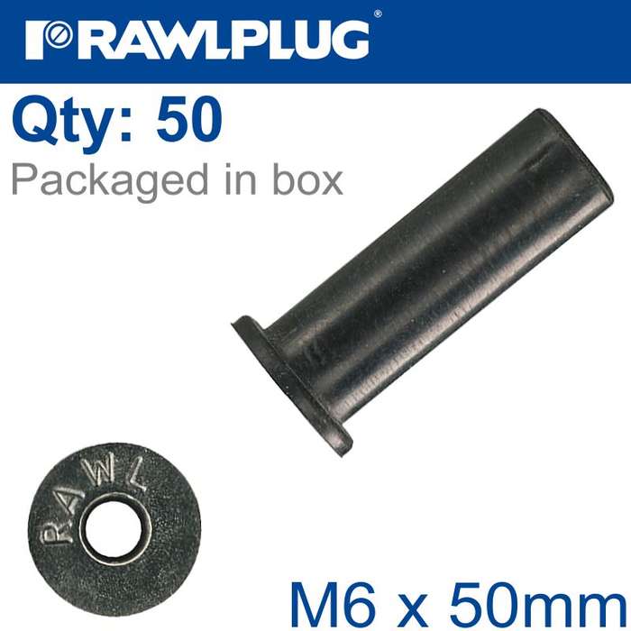 RAWLPLUG - RAWLNUT M6X50MM X50-BOXRAW R-RNT-M6-50
