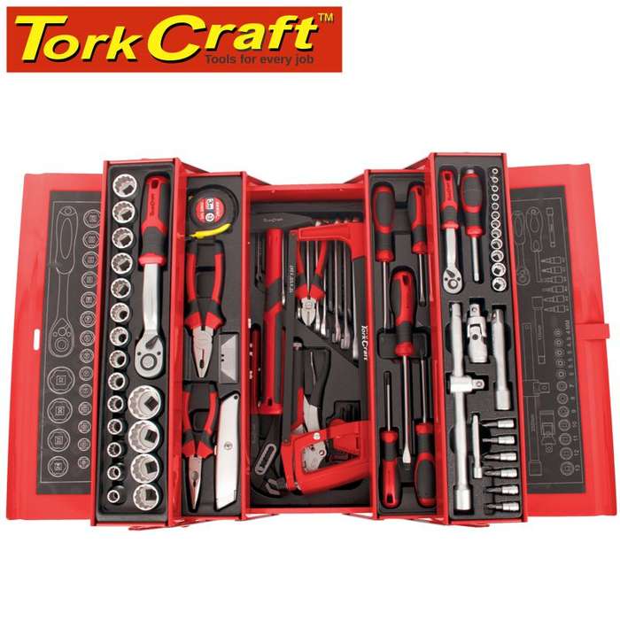 TORK CRAFT - TRADESMAN CANTILEVER TOOL BOX 88PC 5 X TRAY 468X200X203MMTCTB088